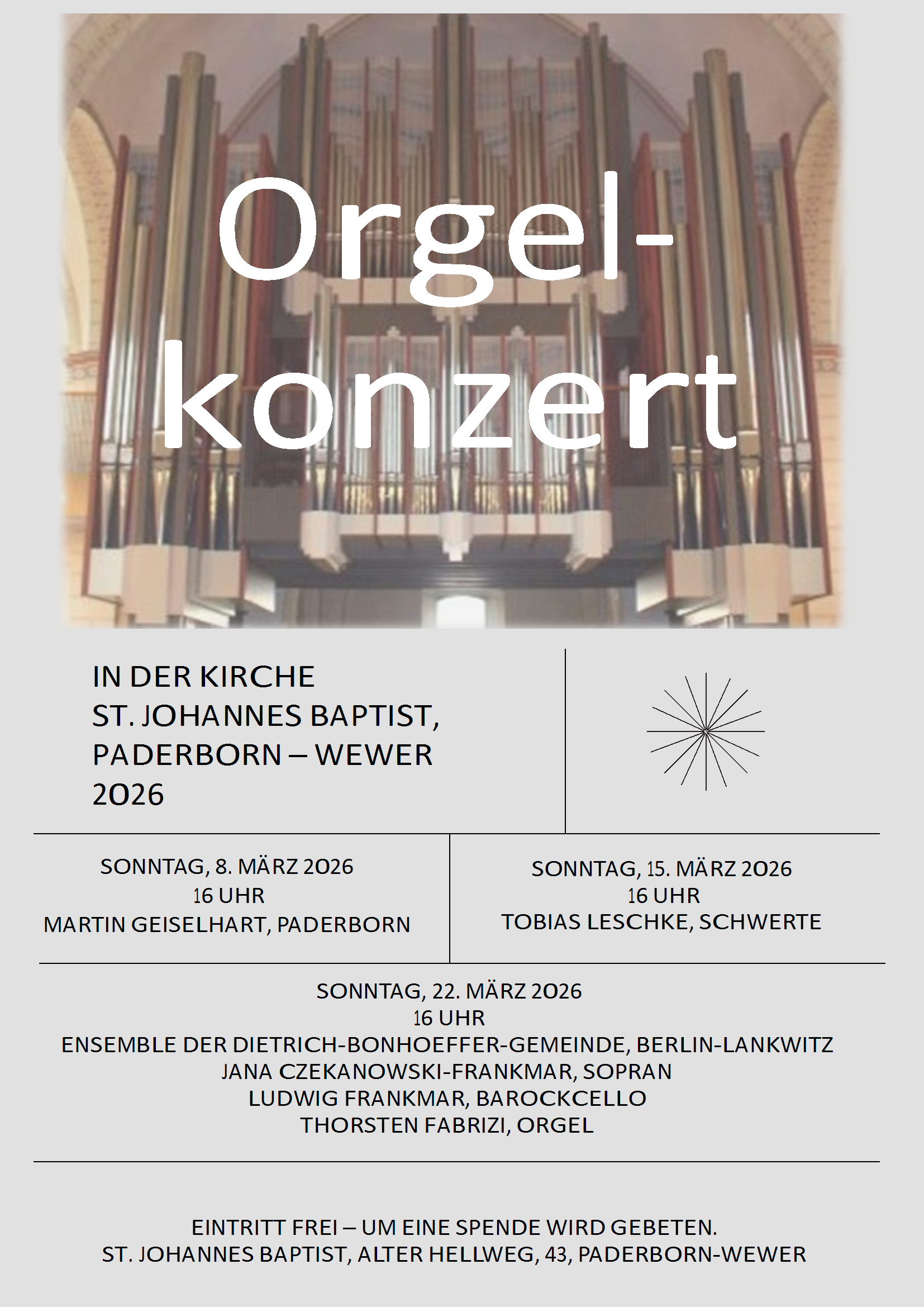 Orgelkonzertreihe in Wewer